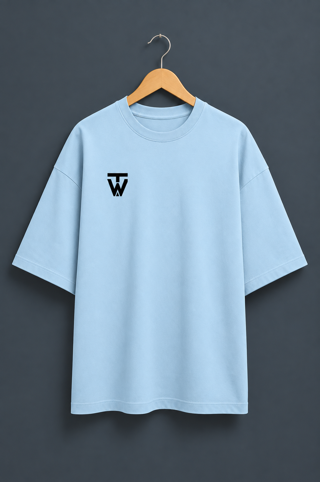 Baby Blue Terry Oversized Tee — hanger front