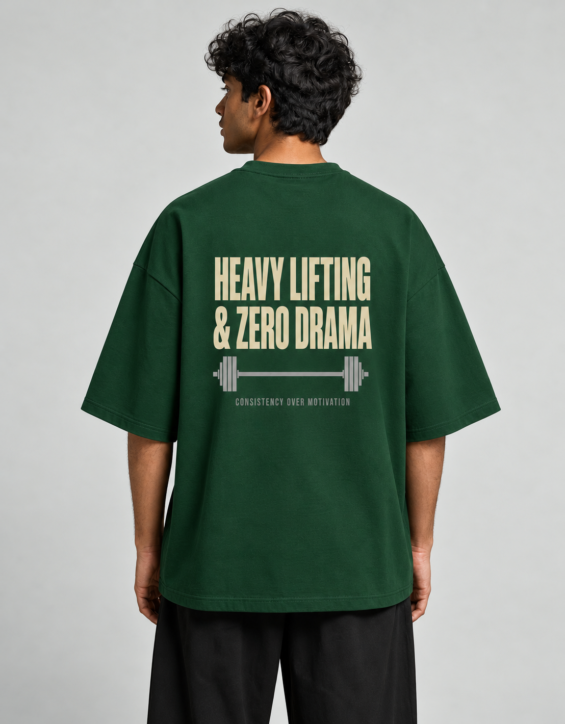 Heavy Lifting Club oversized T-shirt — Bottle Green, view 2