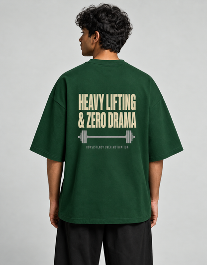 Heavy Lifting Club oversized T-shirt — Bottle Green, view 2