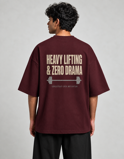 Heavy Lifting Club oversized T-shirt — Maroon, view 2