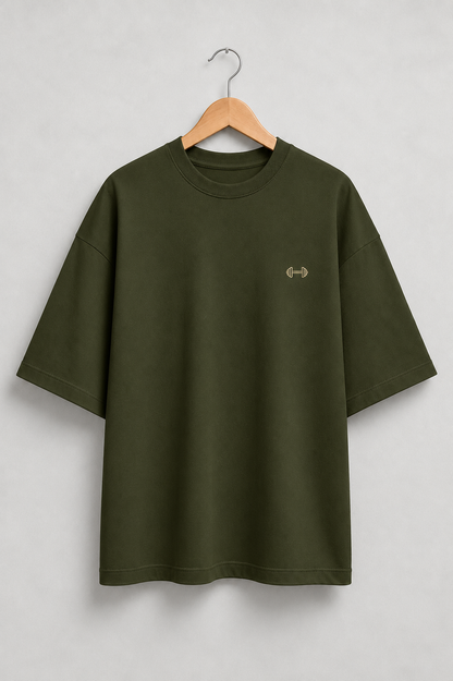 Heavy Lifting Club oversized T-shirt — Olive Green, view 1