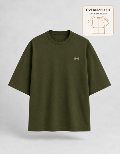Heavy Lifting Club oversized T-shirt — Olive Green, view 3