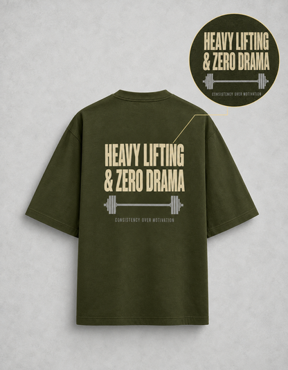 Heavy Lifting Club oversized T-shirt — Olive Green, view 4