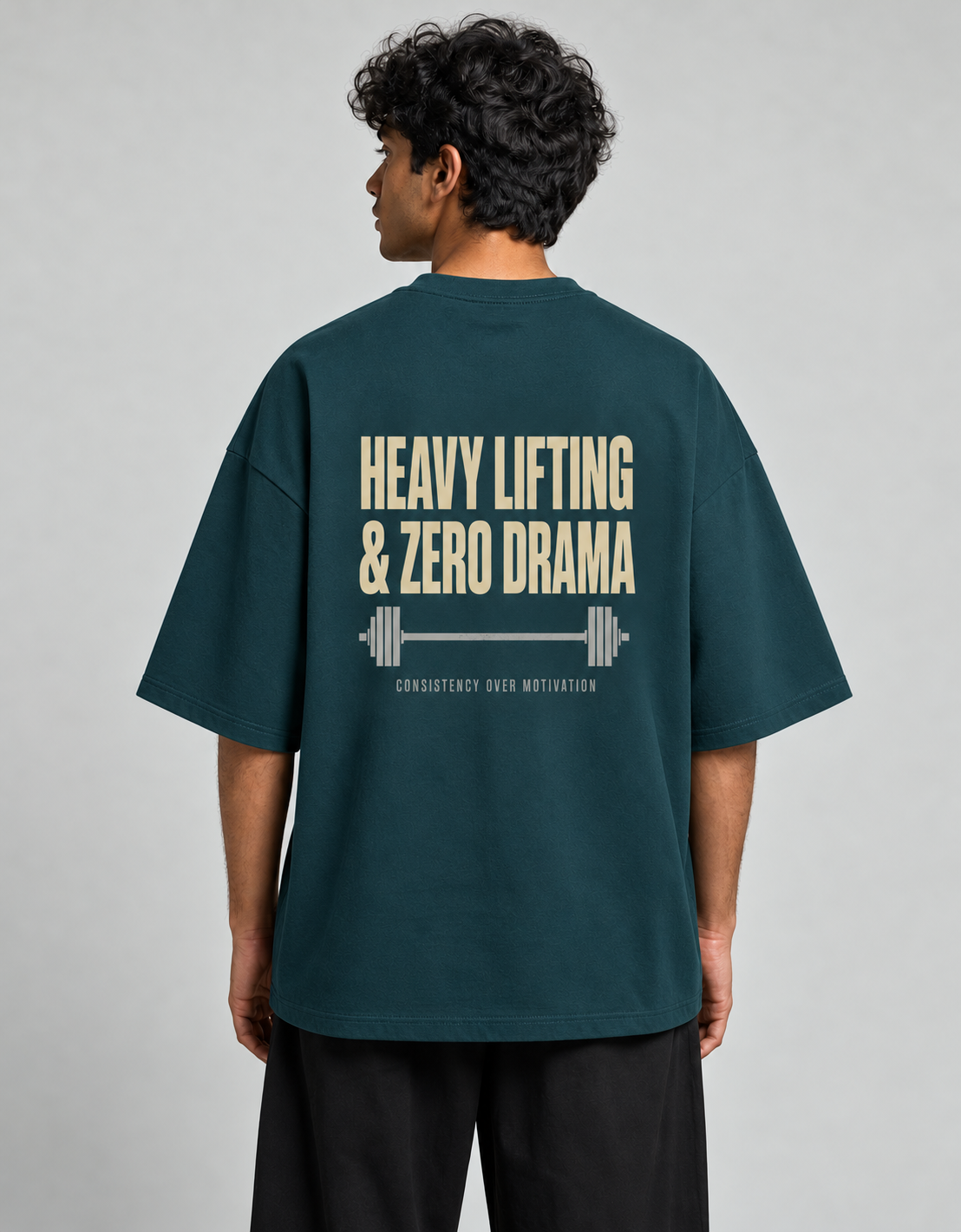 Heavy Lifting Club oversized T-shirt — Petrol Blue, view 2