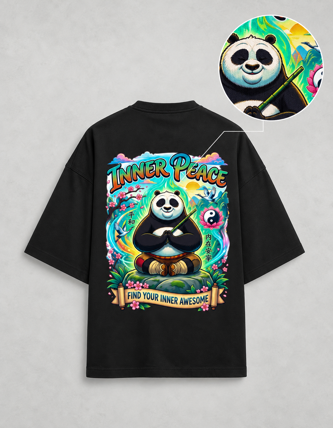 Kung Fu Panda oversized T-shirt — Black, view 4