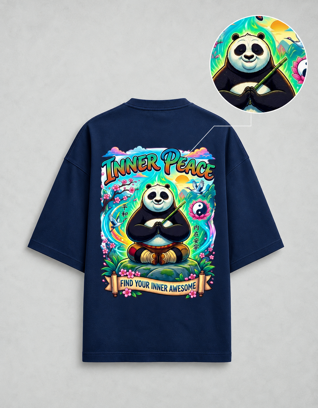 Kung Fu Panda oversized T-shirt — Navy Blue, view 4
