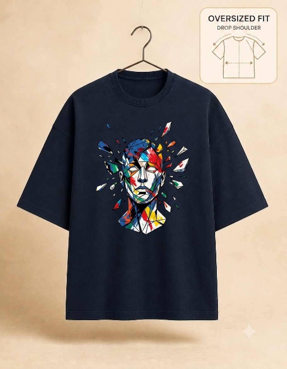 Abstract Face Terry Oversized Tee