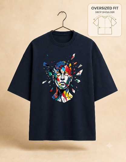 Abstract Face Terry Oversized Tee