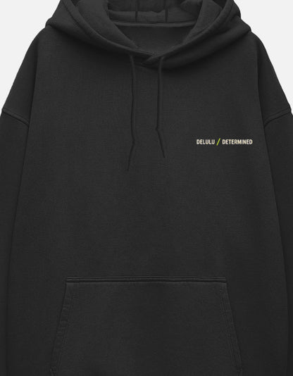 Unisex Oversized Hoodie — Black, pocket print