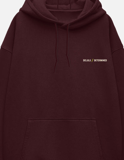Unisex Oversized Hoodie — Maroon, pocket print