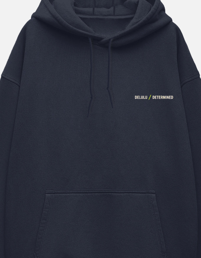 Unisex Oversized Hoodie — Navy Blue, pocket print