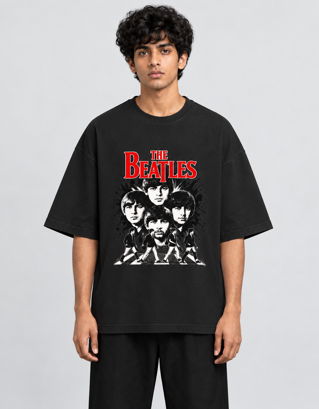 Beatles Black oversized T-shirt mockup – view 2