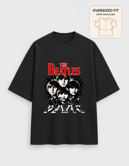 Beatles Black oversized T-shirt mockup – view 3
