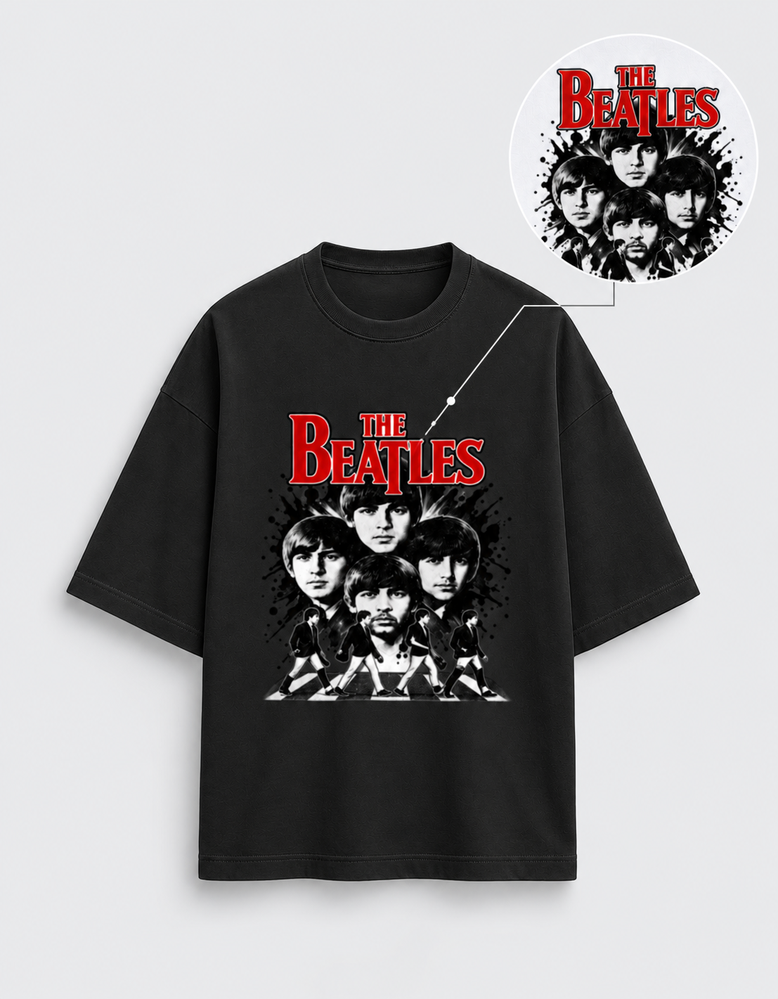 Beatles Black oversized T-shirt mockup – view 4