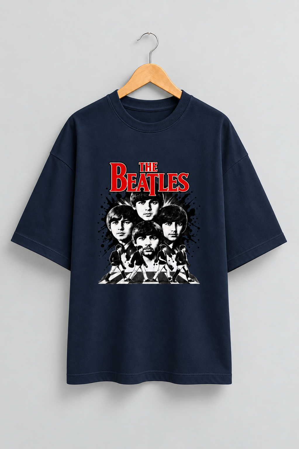Beatles Navy Blue oversized T-shirt mockup – view 1