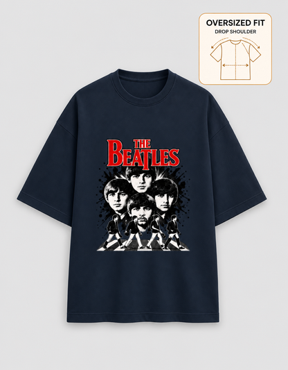 Beatles Navy Blue oversized T-shirt mockup – view 3