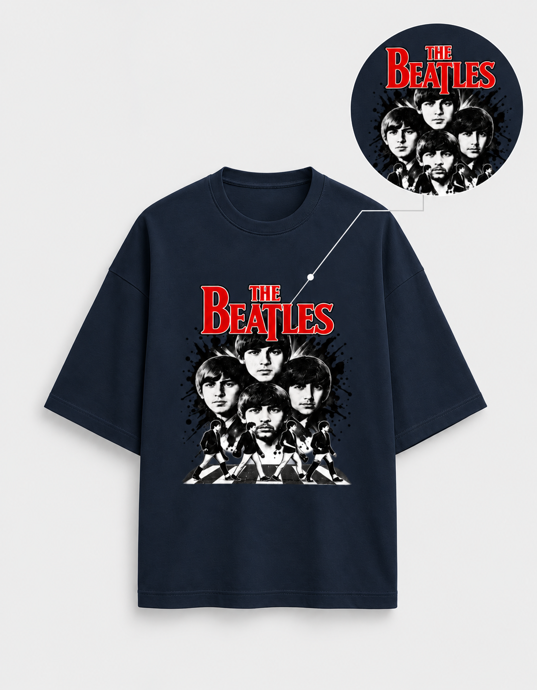 Beatles Navy Blue oversized T-shirt mockup – view 4