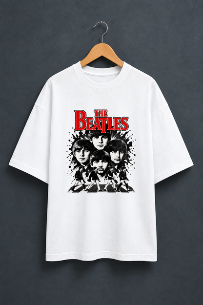 Beatles White oversized T-shirt mockup – view 1