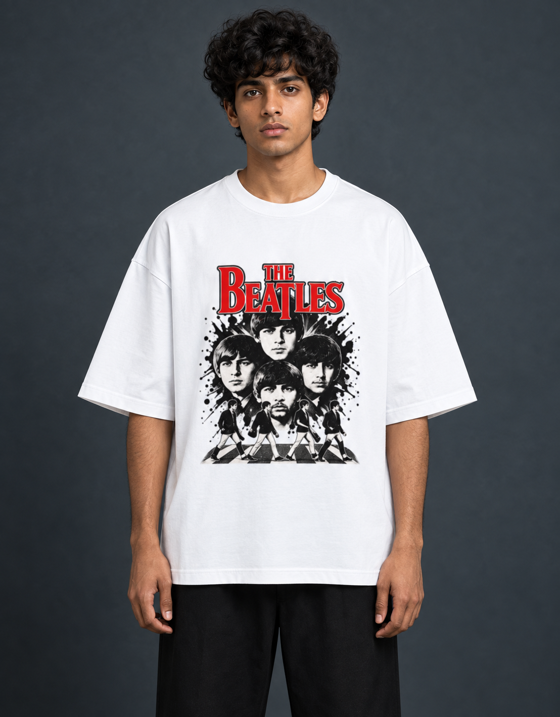 Beatles White oversized T-shirt mockup – view 2