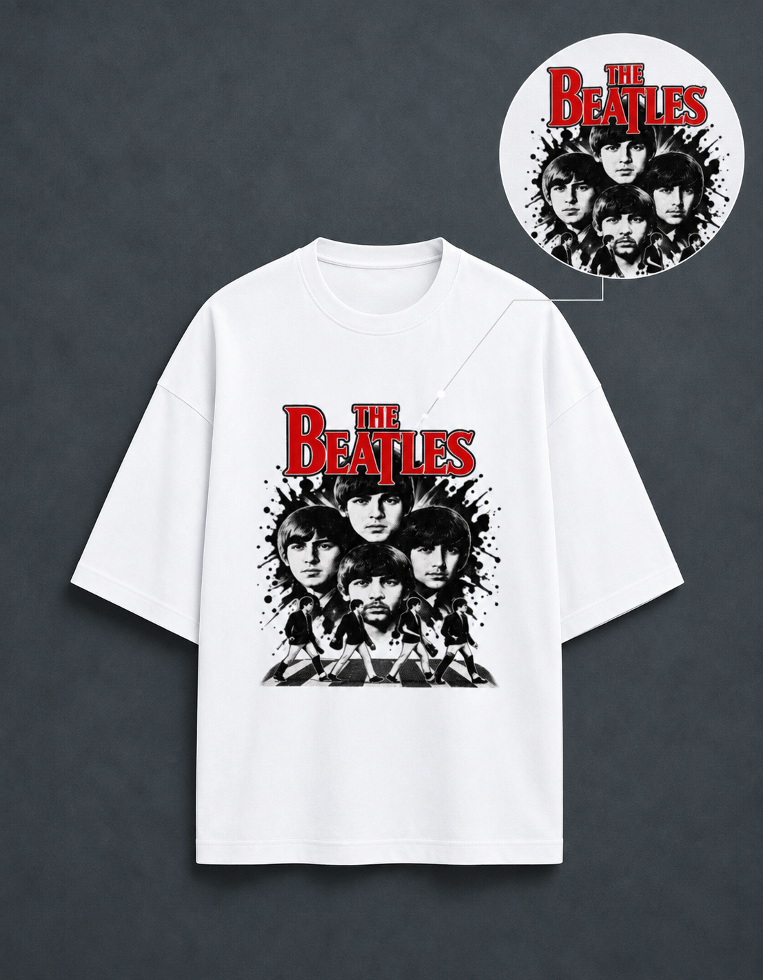 Beatles White oversized T-shirt mockup – view 4