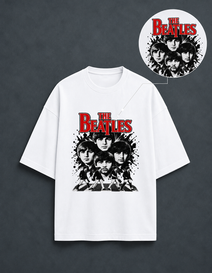Beatles White oversized T-shirt mockup – view 4