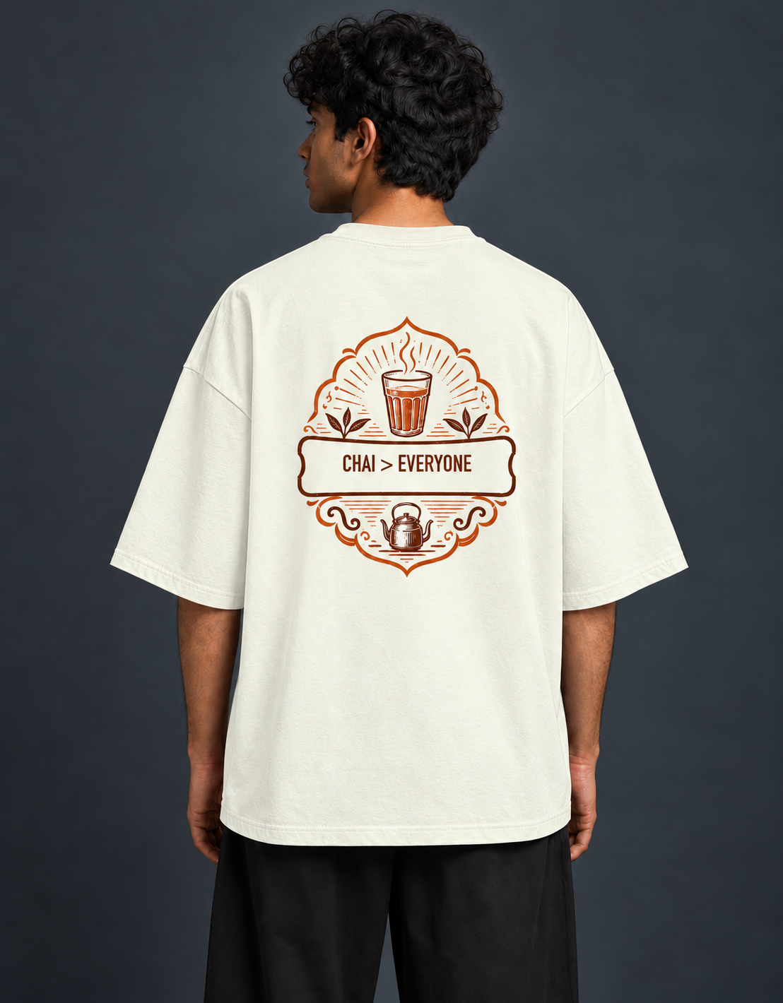 Chai Off White oversized T-shirt mockup – view 2