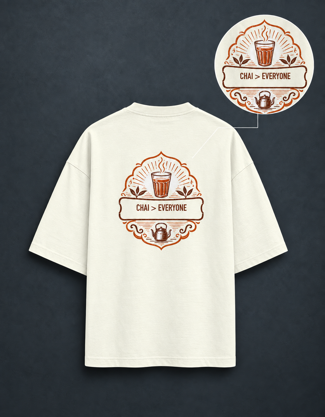 Chai Off White oversized T-shirt mockup – view 4