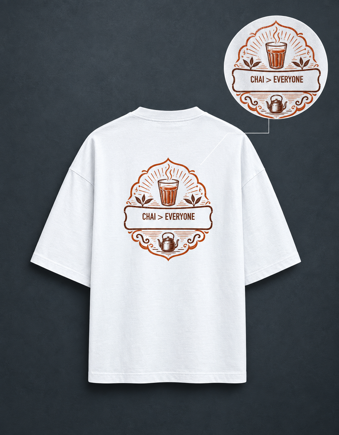 Chai White oversized T-shirt mockup – view 4