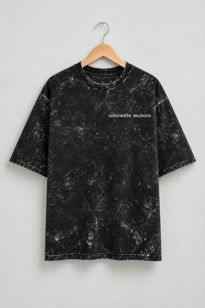 Corporate Majdoor black oversized T-shirt mockup – view 1