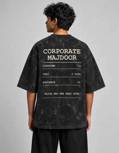 Corporate Majdoor black oversized T-shirt mockup – view 2