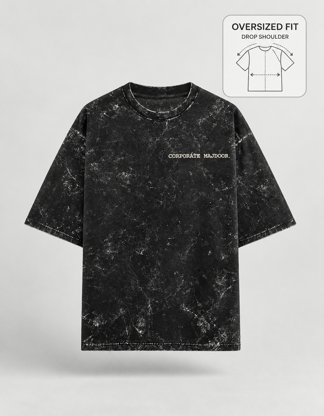 Corporate Majdoor black oversized T-shirt mockup – view 3