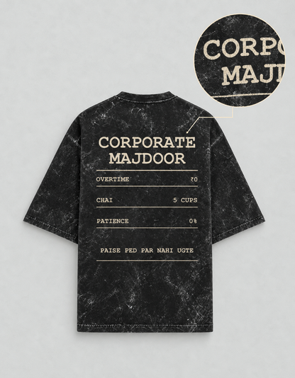 Corporate Majdoor black oversized T-shirt mockup – view 4