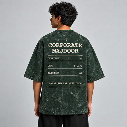 Corporate Majdoor bottle green oversized T-shirt mockup – view 2