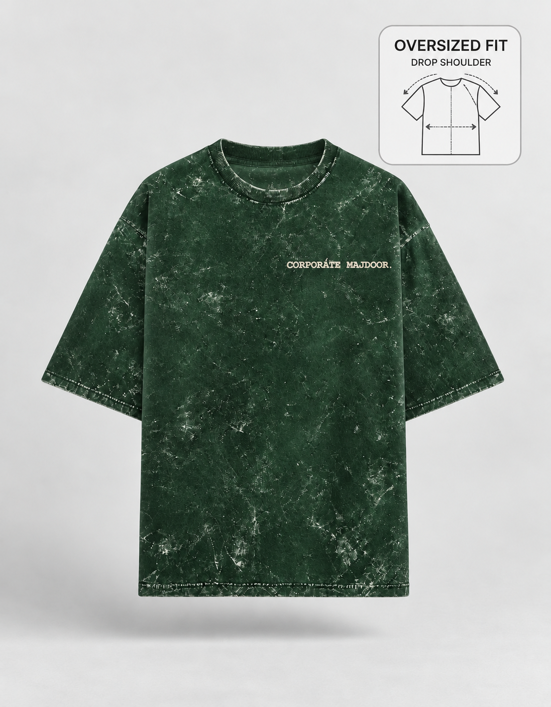 Corporate Majdoor bottle green oversized T-shirt mockup – view 3