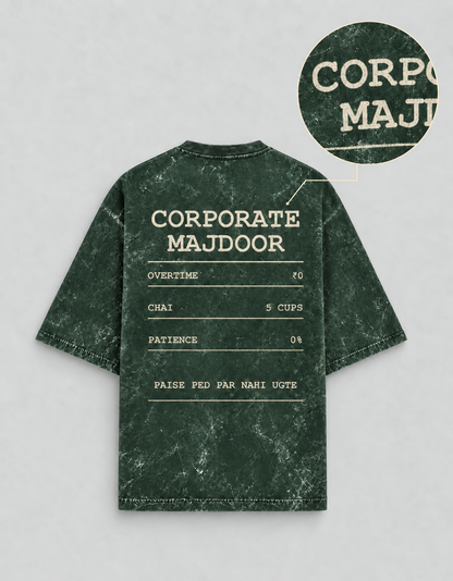 Corporate Majdoor bottle green oversized T-shirt mockup – view 4