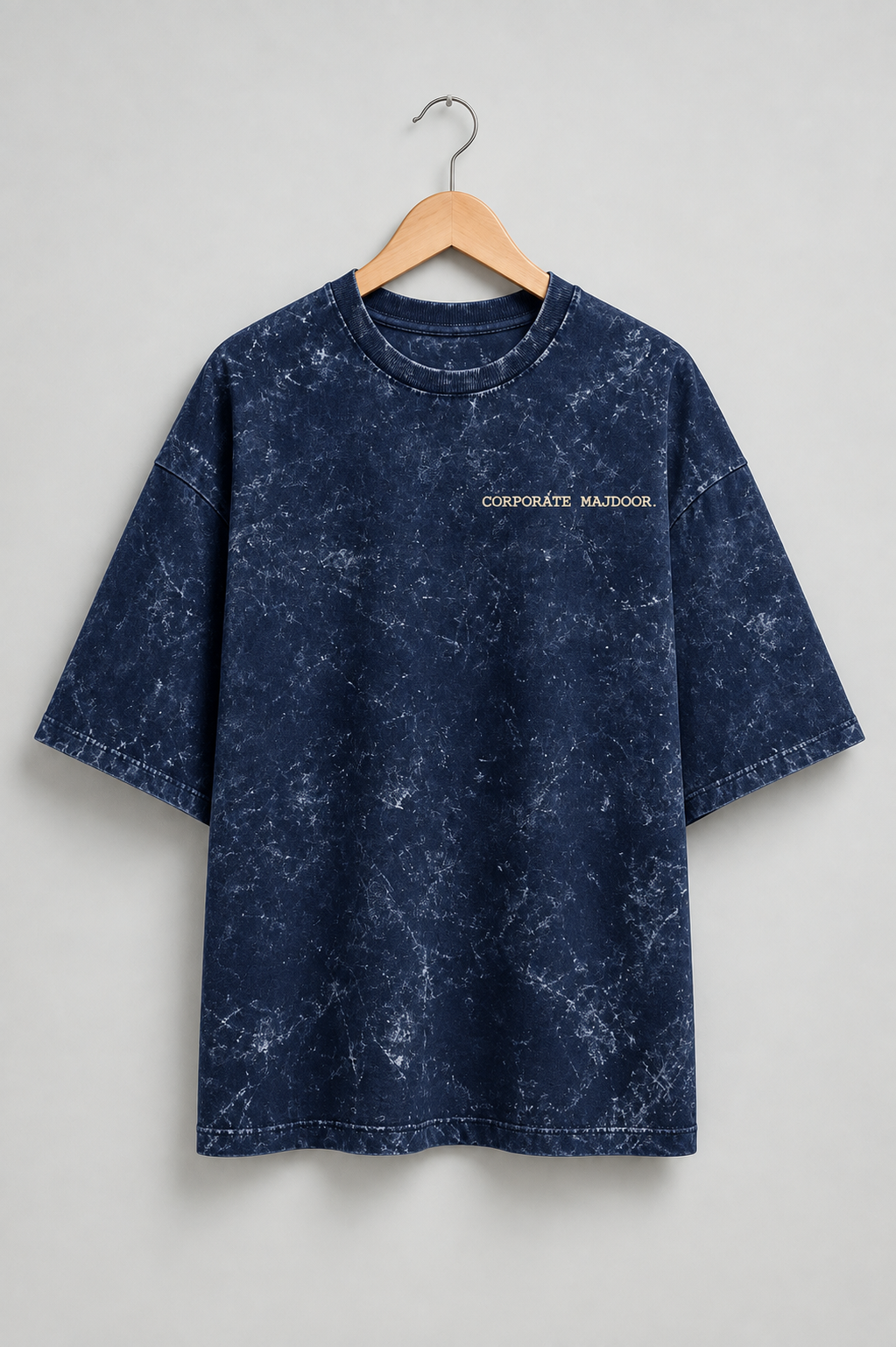 Corporate Majdoor navy blue oversized T-shirt mockup – view 1