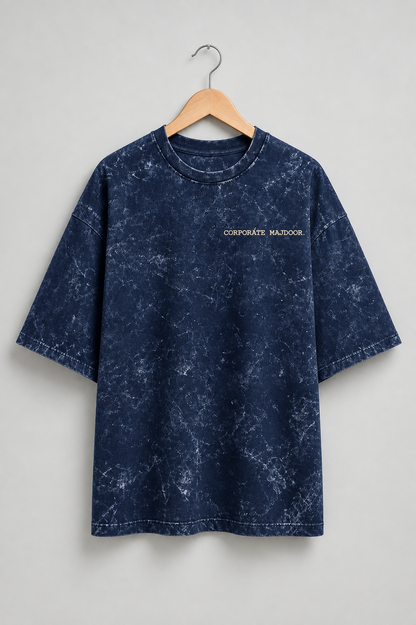 Corporate Majdoor navy blue oversized T-shirt mockup – view 1