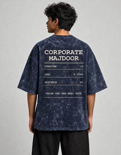 Corporate Majdoor navy blue oversized T-shirt mockup – view 2