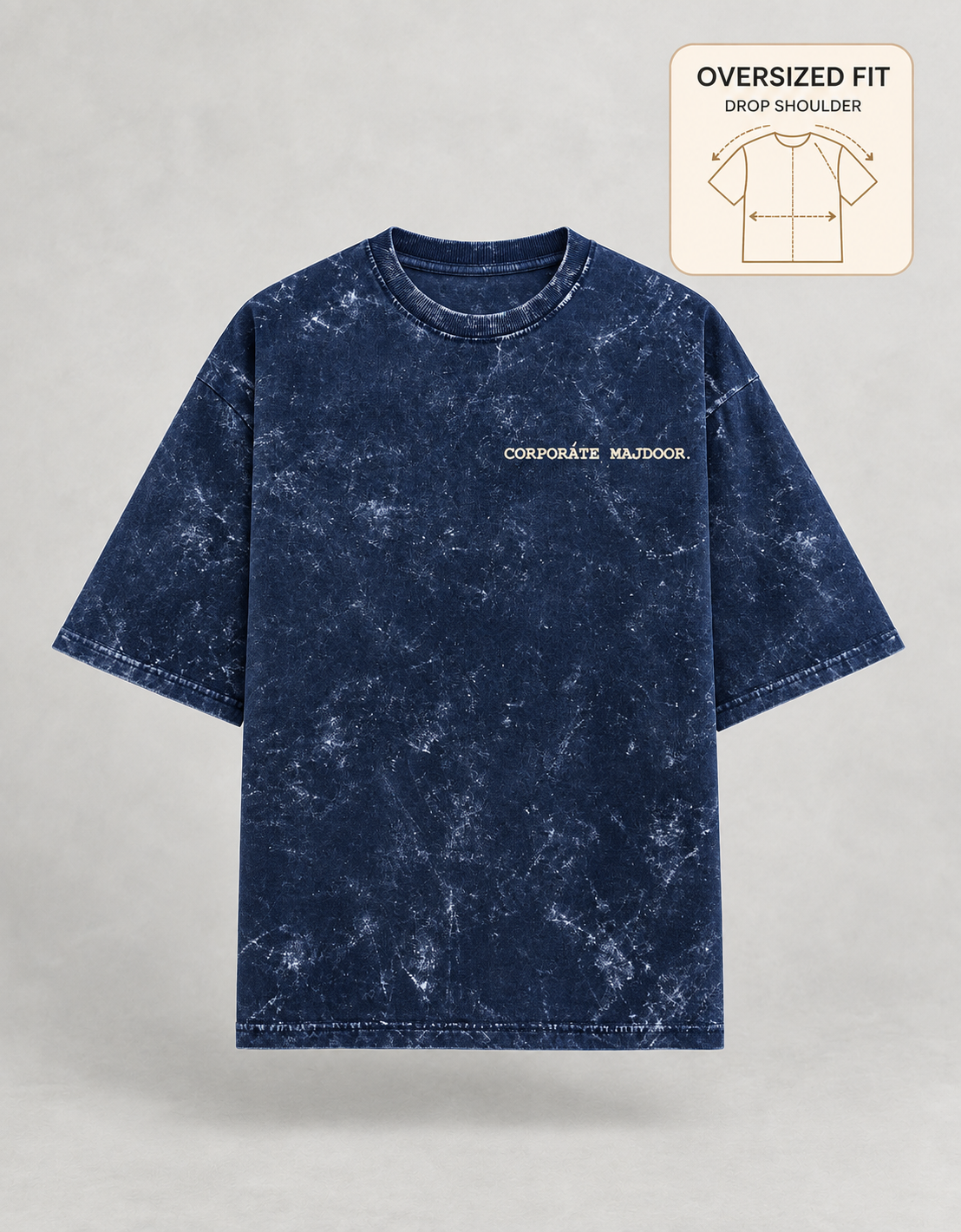 Corporate Majdoor navy blue oversized T-shirt mockup – view 3