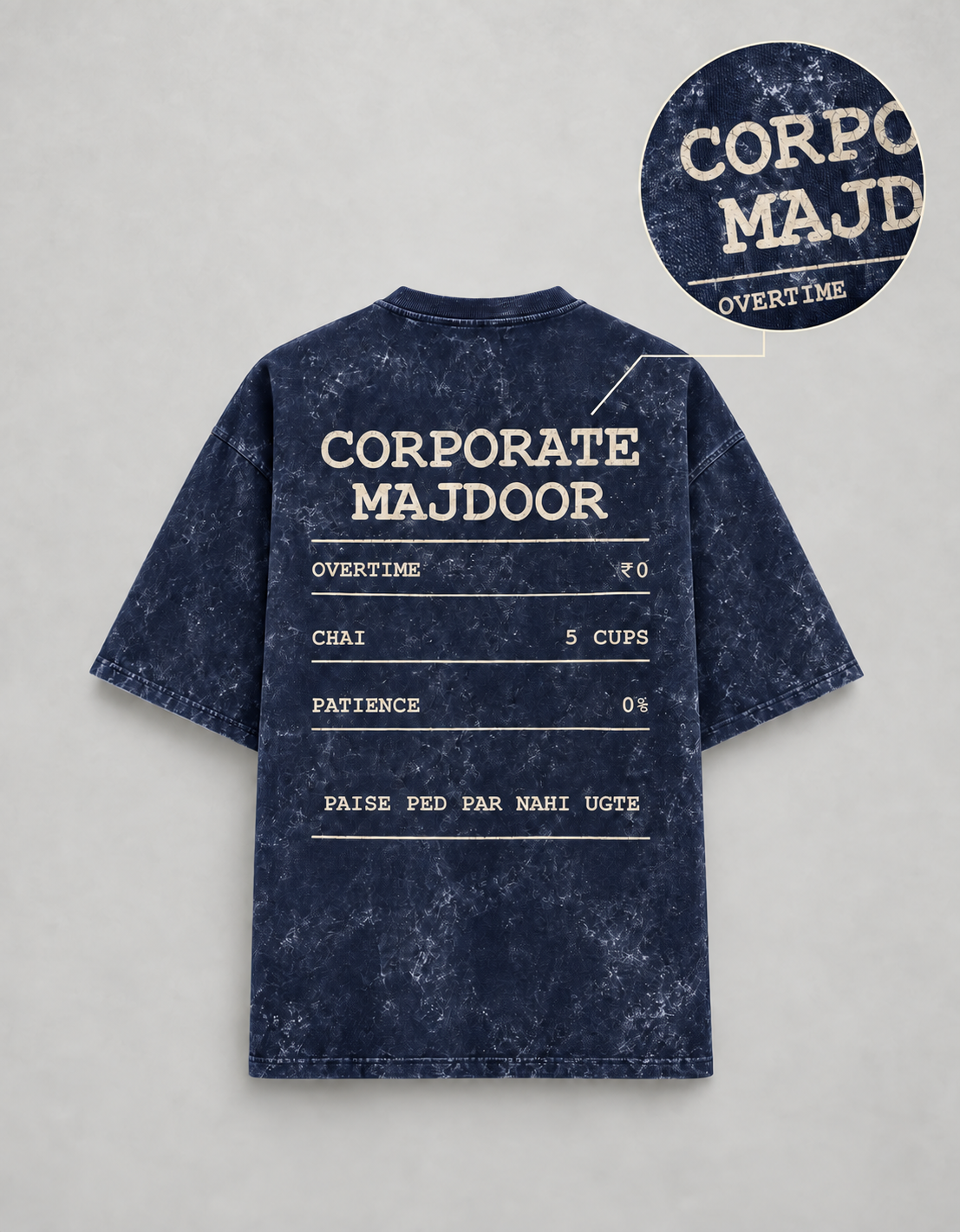 Corporate Majdoor navy blue oversized T-shirt mockup – view 4
