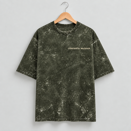 Corporate Majdoor olive green oversized T-shirt mockup – view 1