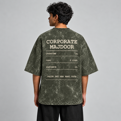 Corporate Majdoor olive green oversized T-shirt mockup – view 2