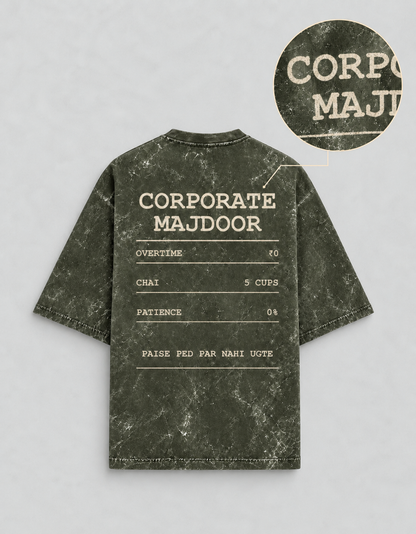 Corporate Majdoor olive green oversized T-shirt mockup – view 4