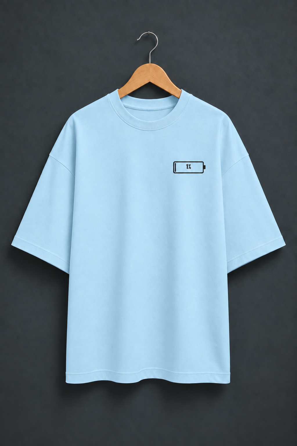 Social Battery Baby Blue oversized T-shirt mockup – view 1