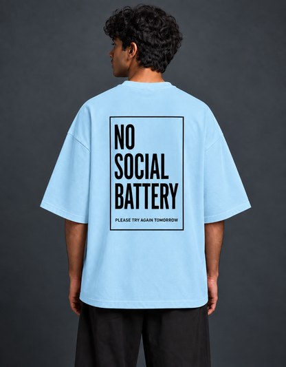 Social Battery Baby Blue oversized T-shirt mockup – view 2