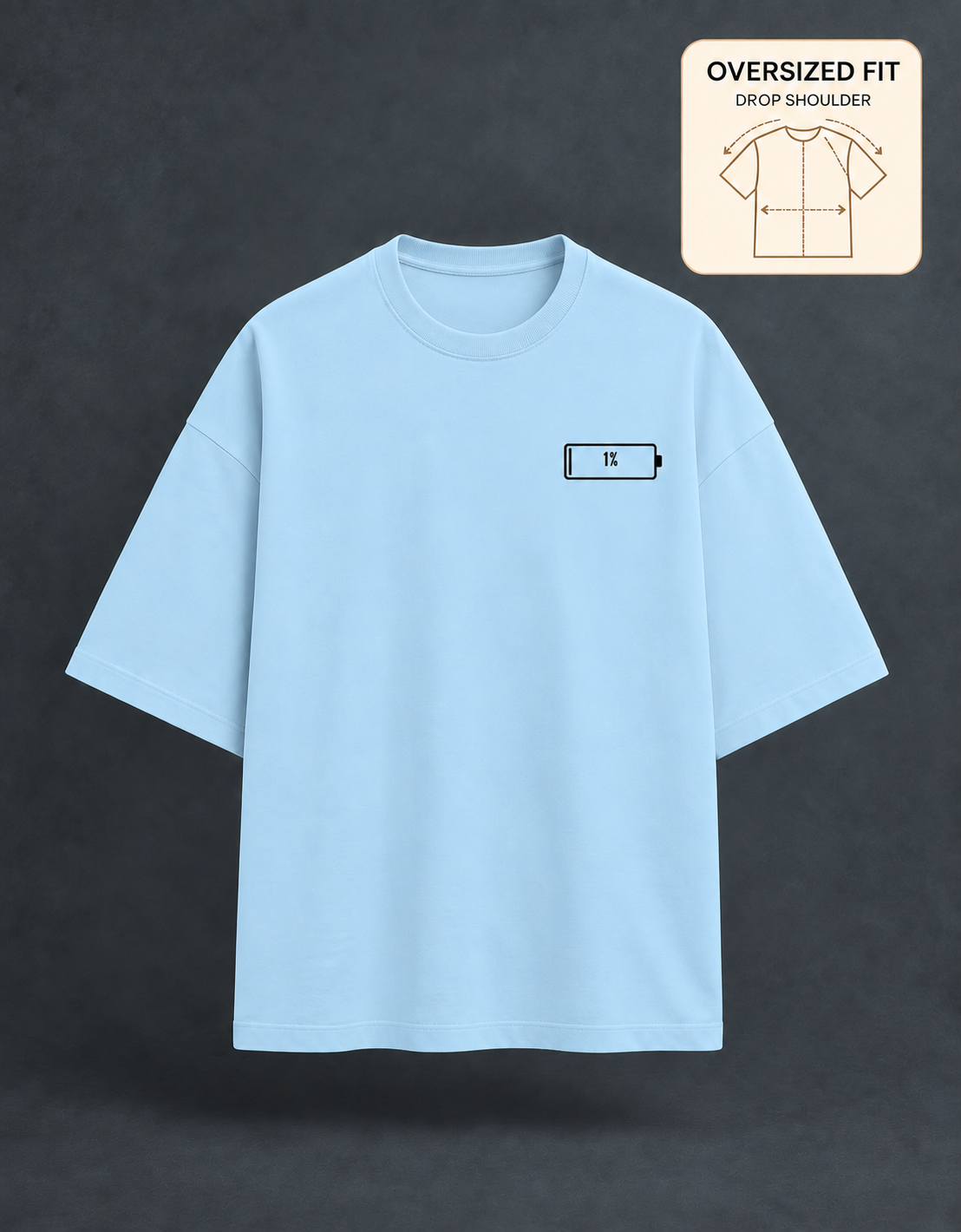 Social Battery Baby Blue oversized T-shirt mockup – view 3
