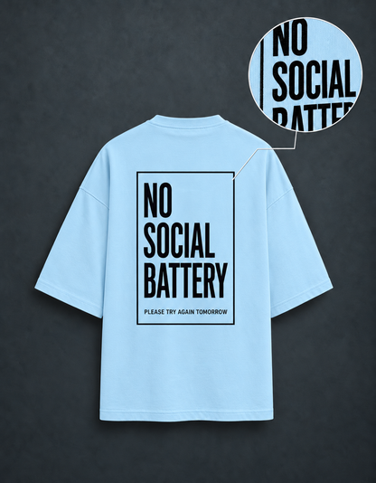 Social Battery Baby Blue oversized T-shirt mockup – view 4