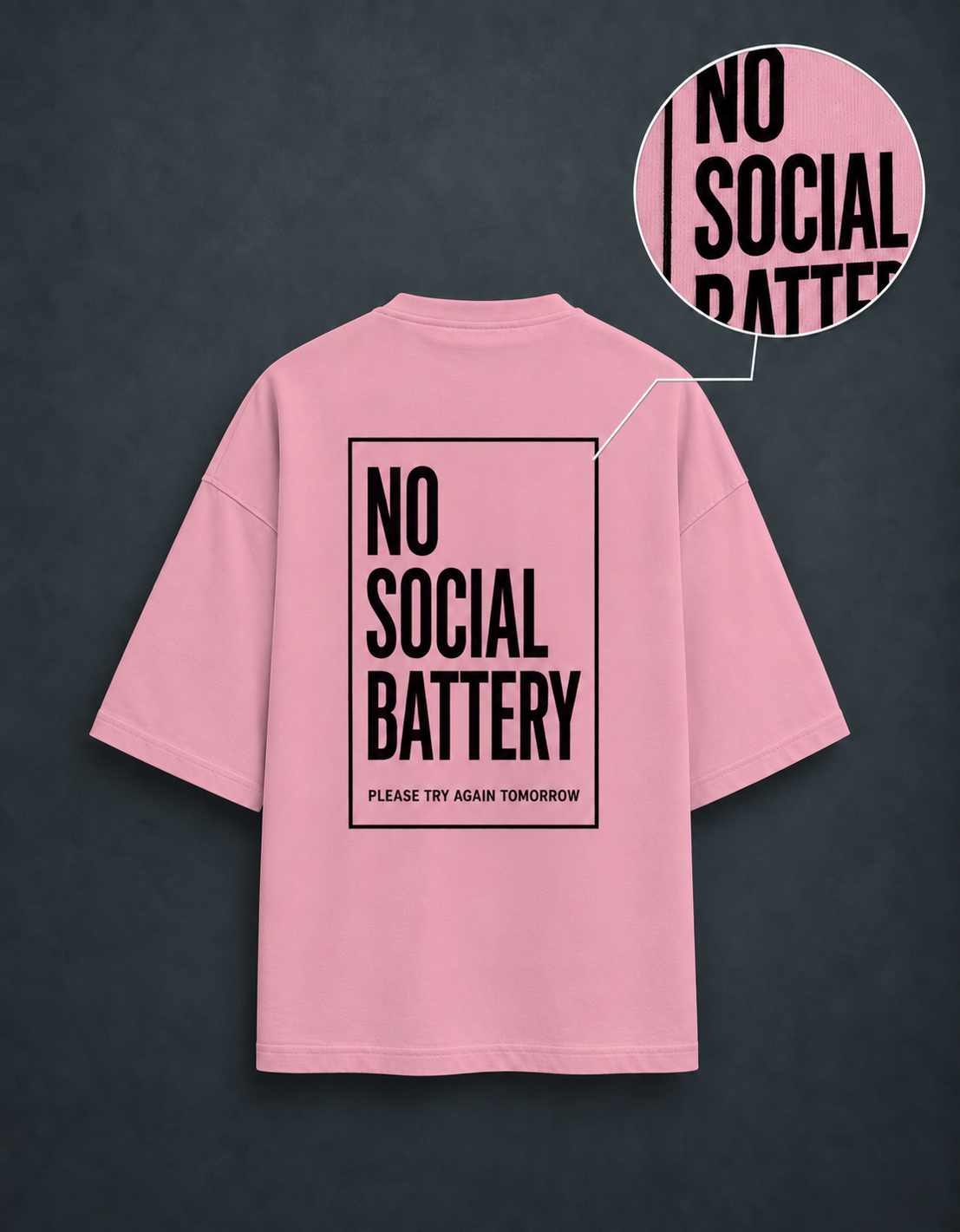 Social Battery Flamingo oversized T-shirt mockup – view 4
