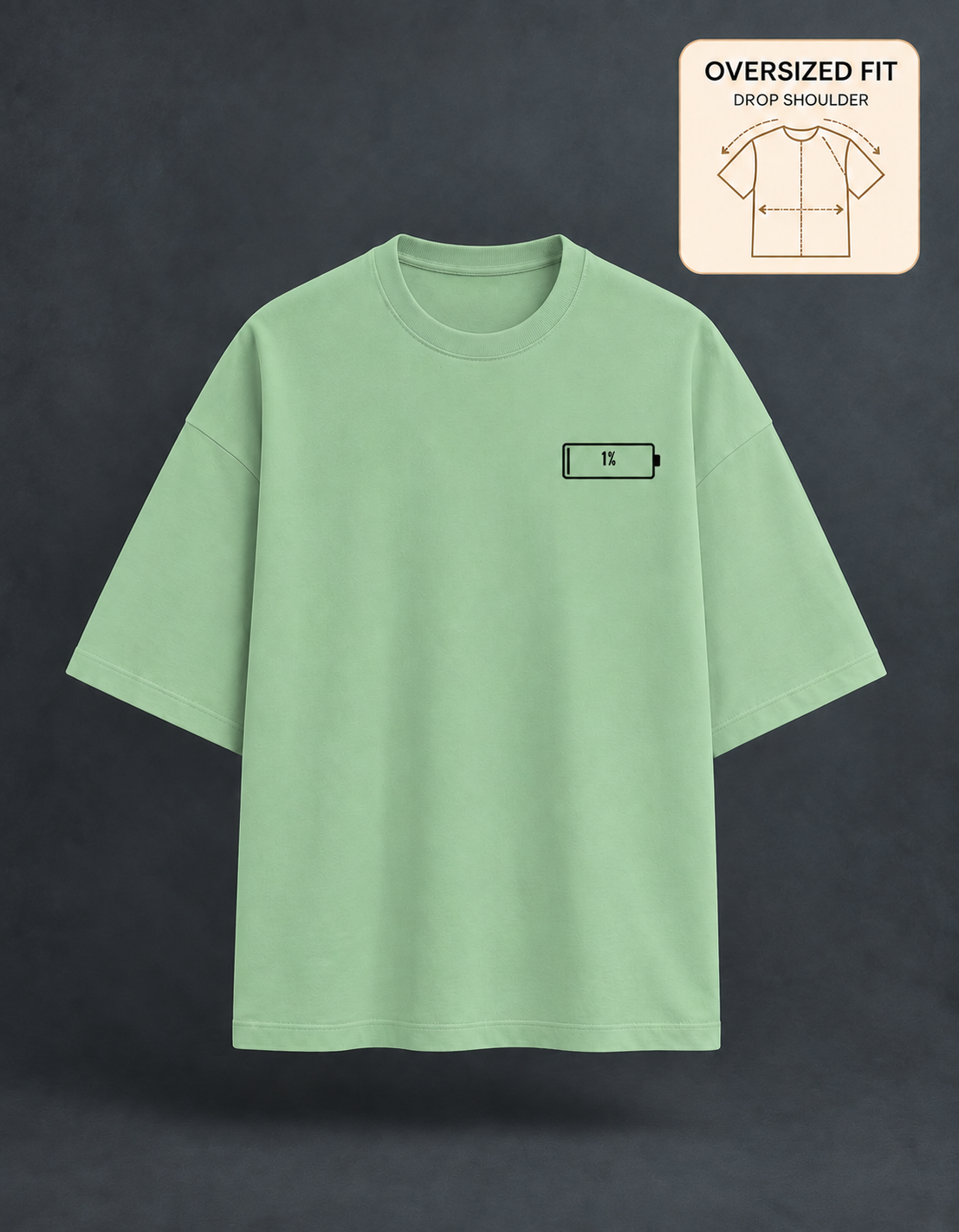 Social Battery Jade oversized T-shirt mockup – view 3
