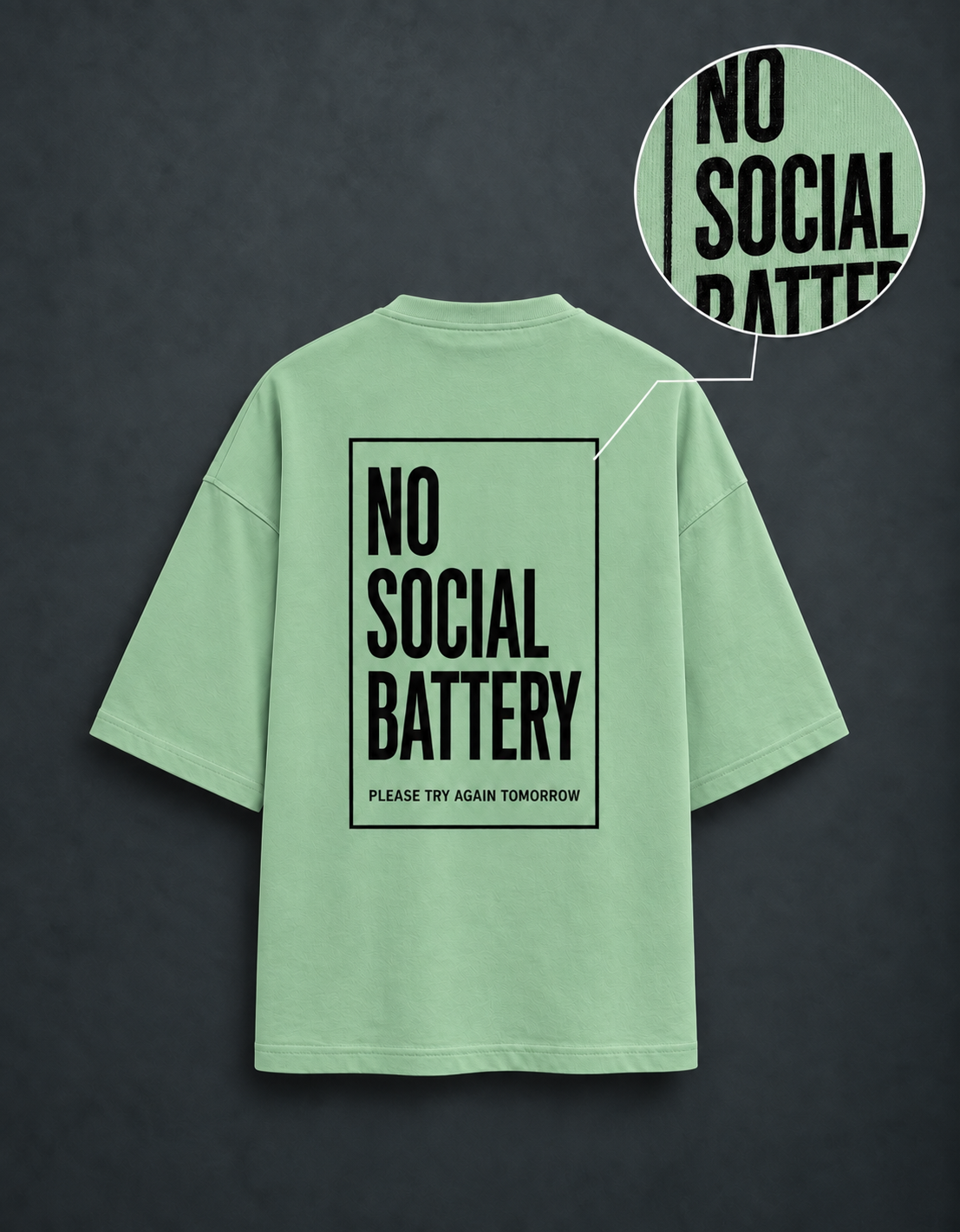 Social Battery Jade oversized T-shirt mockup – view 4